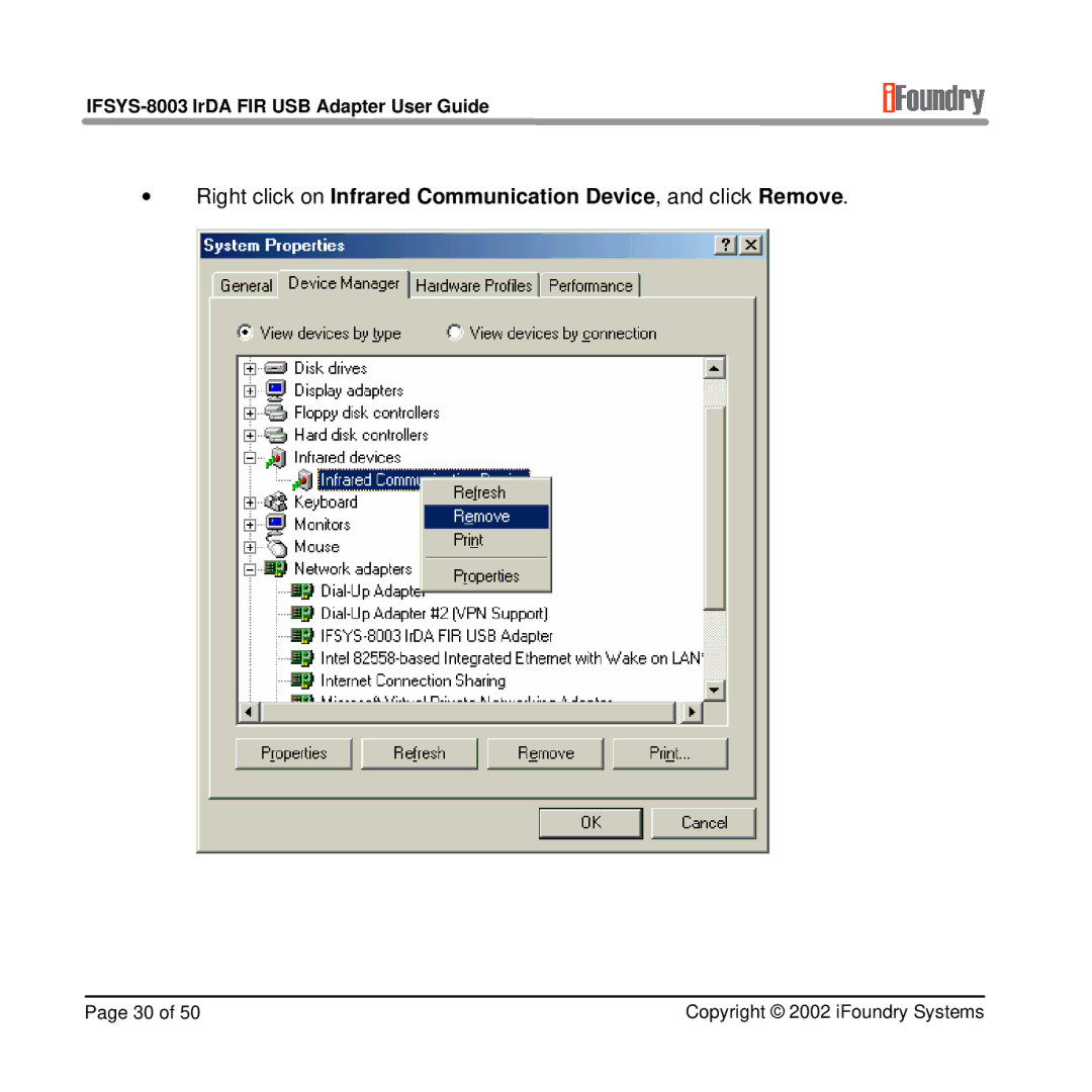 IFoundry Systems manual IFSYS-8003 IrDA FIR USB Adapter User Guide 