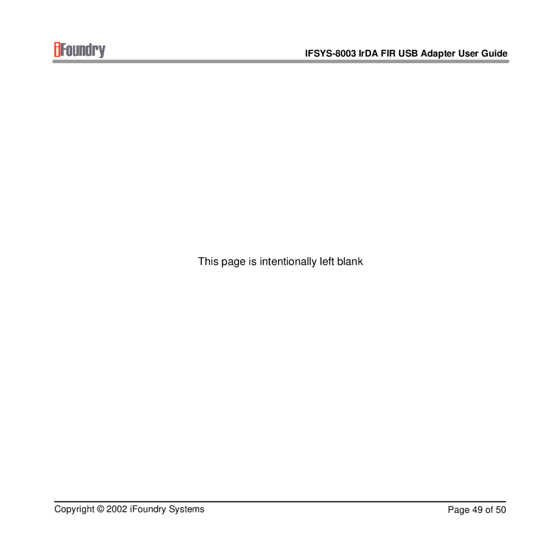 IFoundry Systems IFSYS-8003 manual This page is intentionally left blank 