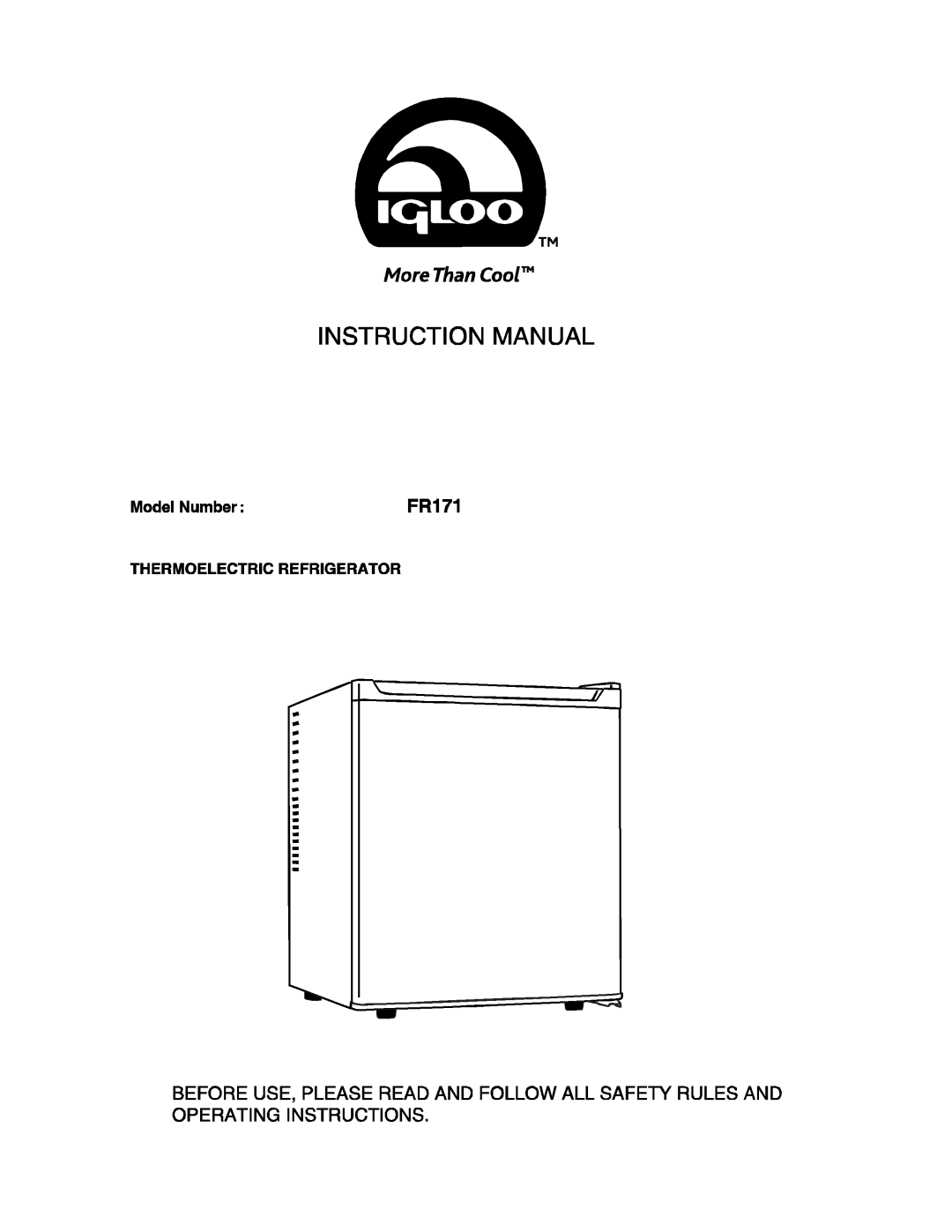 Igloo FR171 manual 