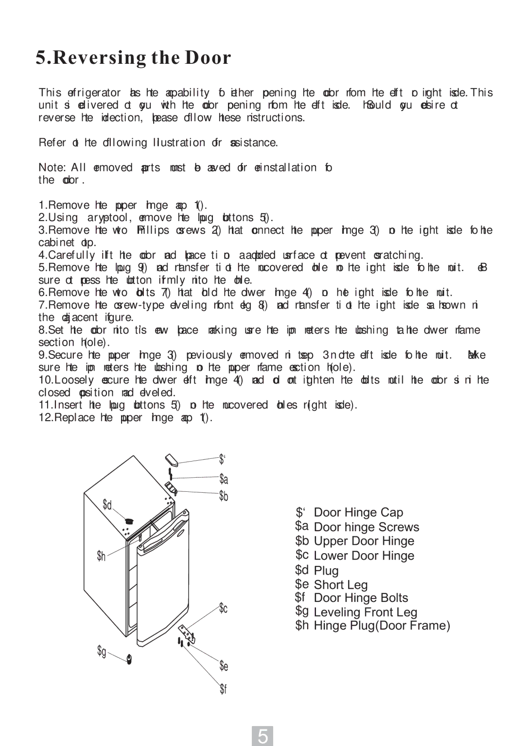 Igloo FR320B manual Reversing the Door 