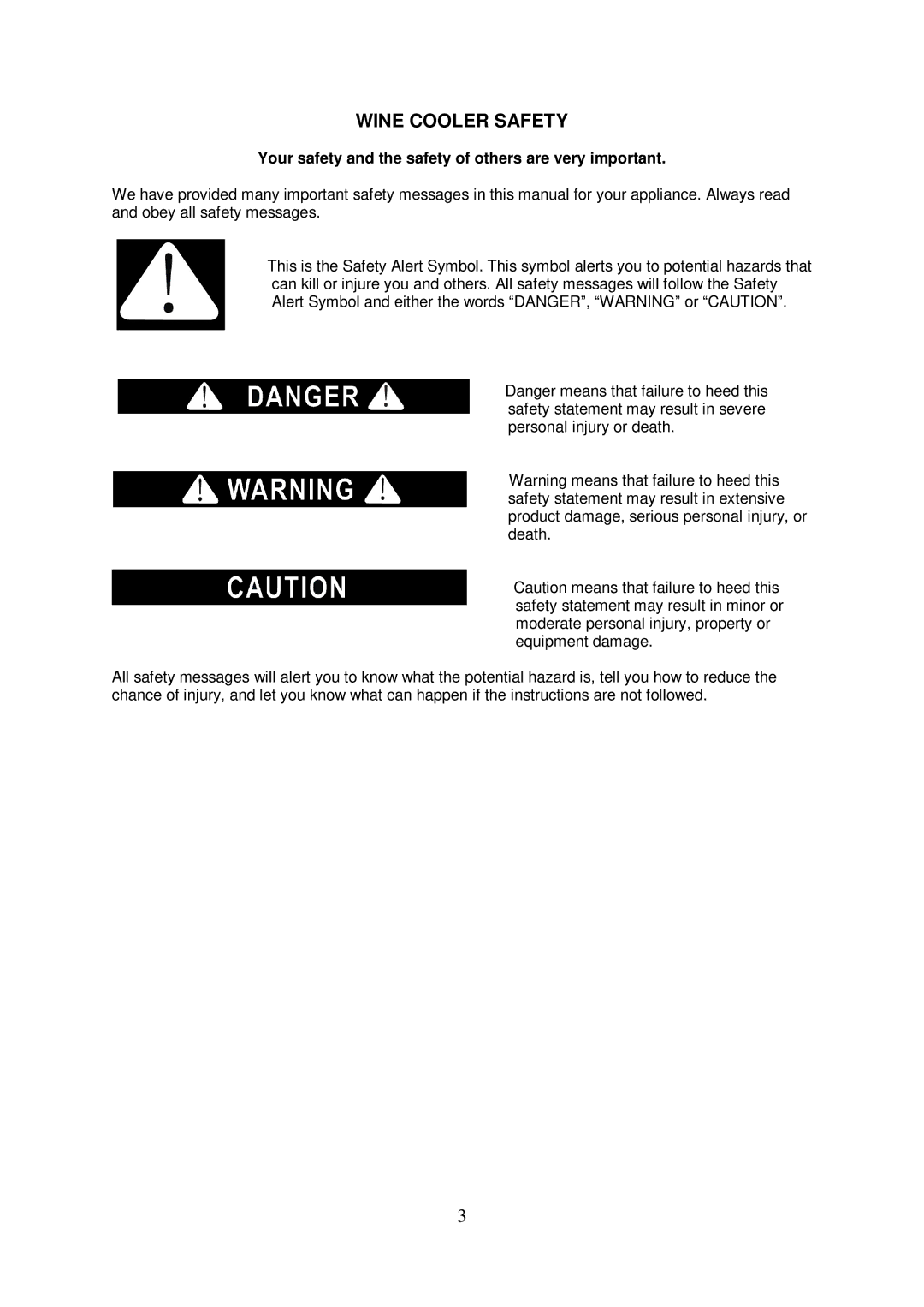 Igloo FRW152 instruction manual Wine Cooler Safety, Your safety and the safety of others are very important 