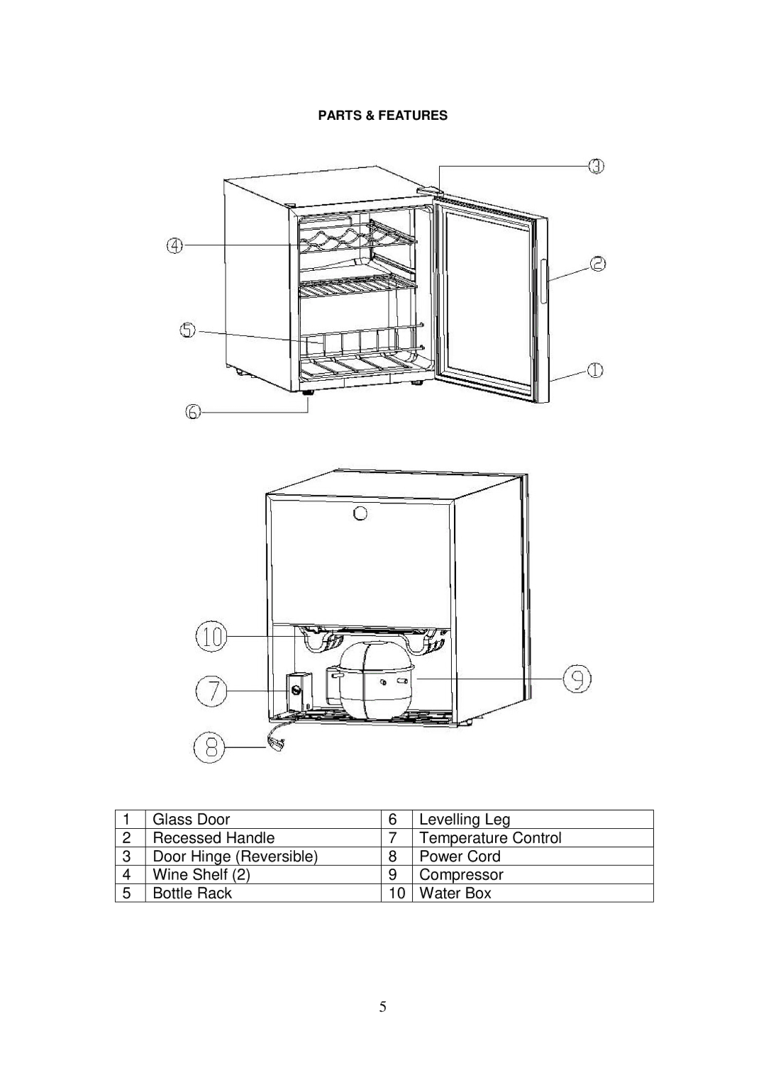 Igloo FRW152 instruction manual Parts & Features 