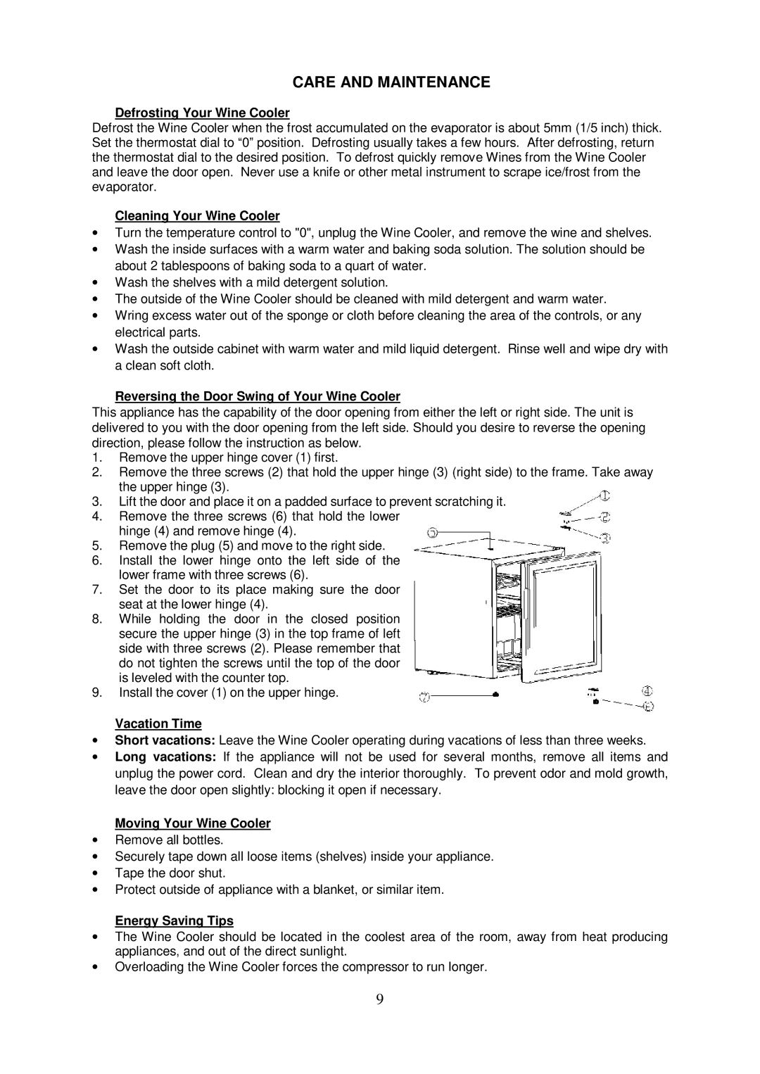 Igloo FRW152 instruction manual Care and Maintenance 