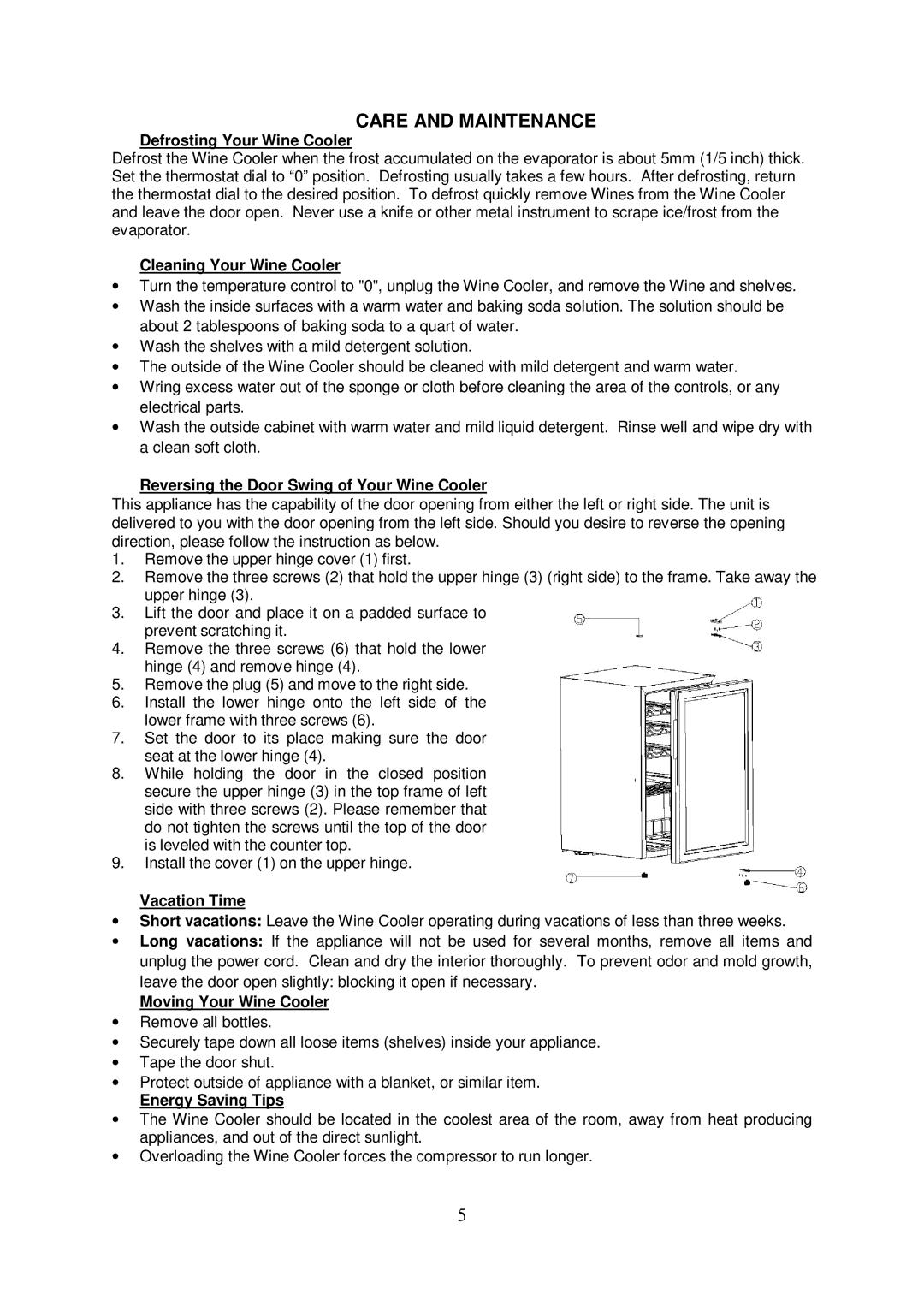 Igloo FRW197 instruction manual Care and Maintenance 