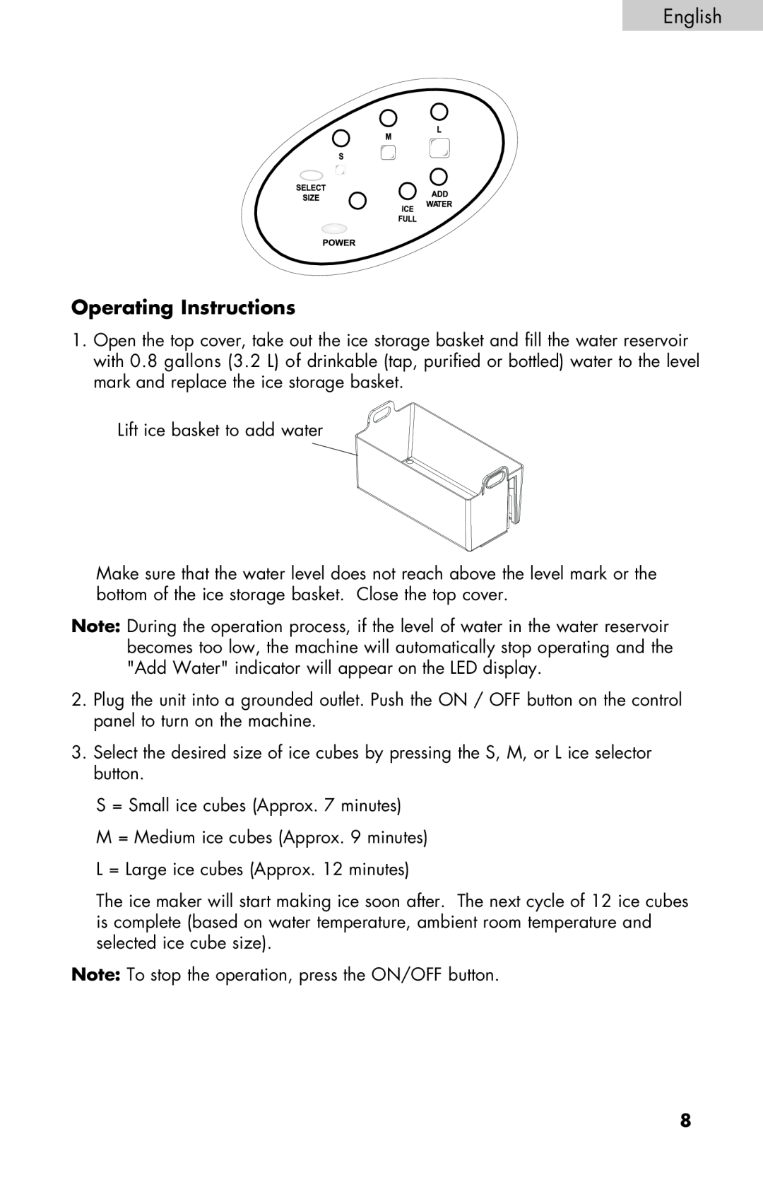Igloo ICE102-WHITE manual Operating Instructions 