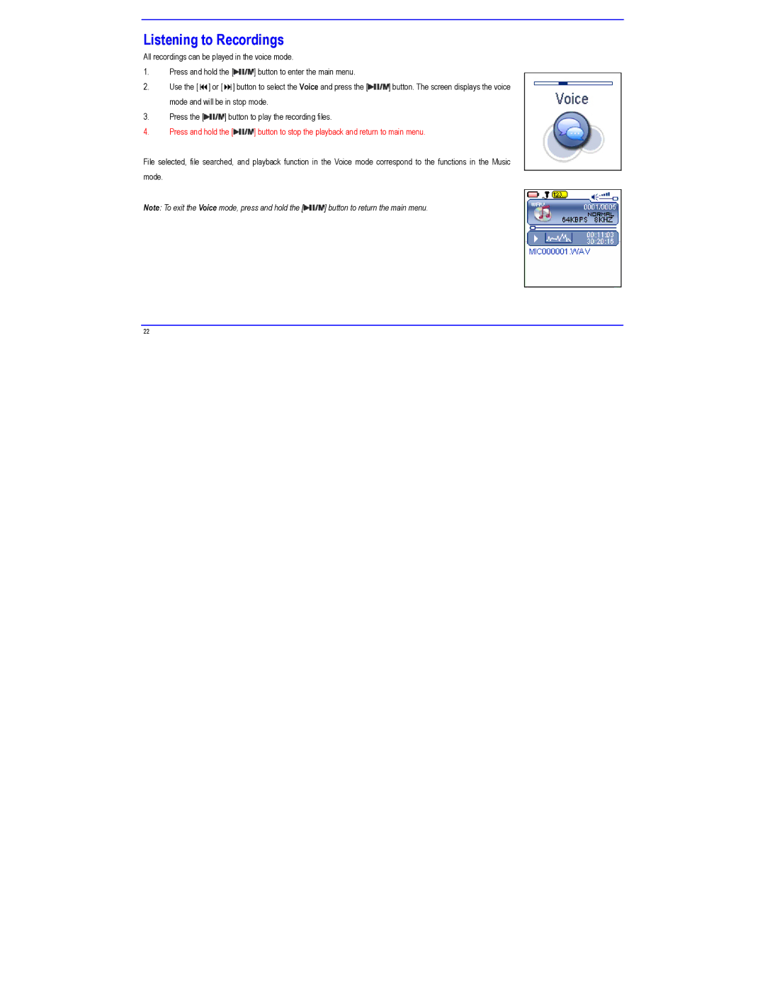 Igloo MPK1066UKAB, MPK4066UKAB, MPK2066UKAB user manual Listening to Recordings 