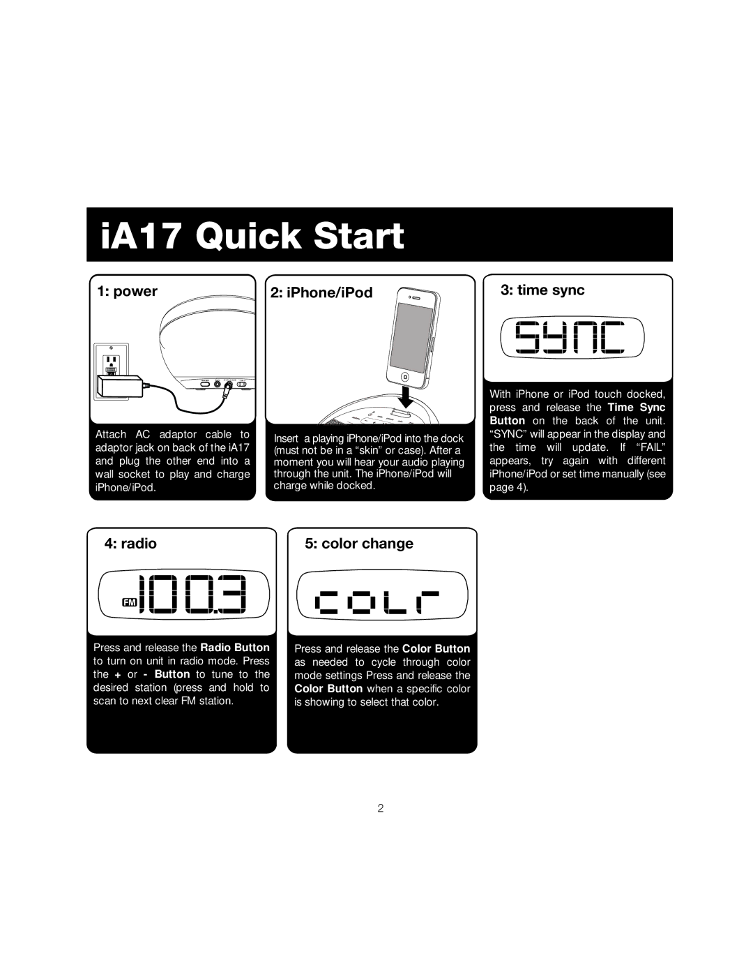 iHome iA17 instruction manual IA17 Quick Start 