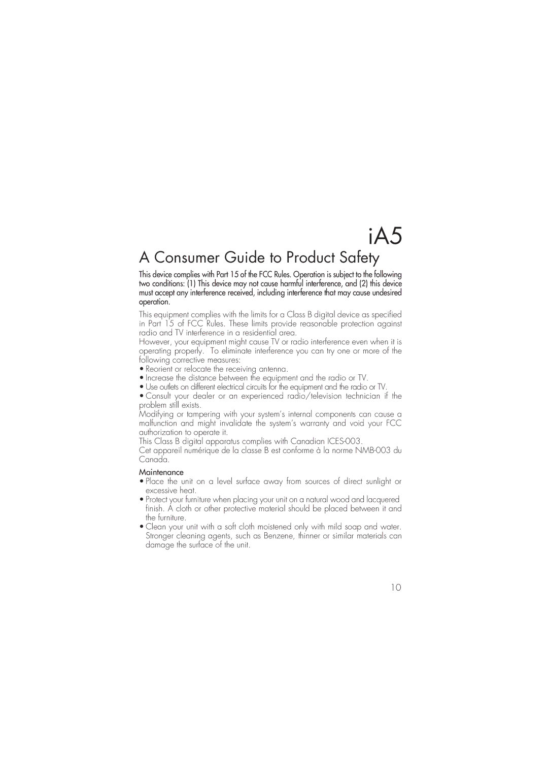 iHome ia5 instruction manual Consumer Guide to Product Safety 