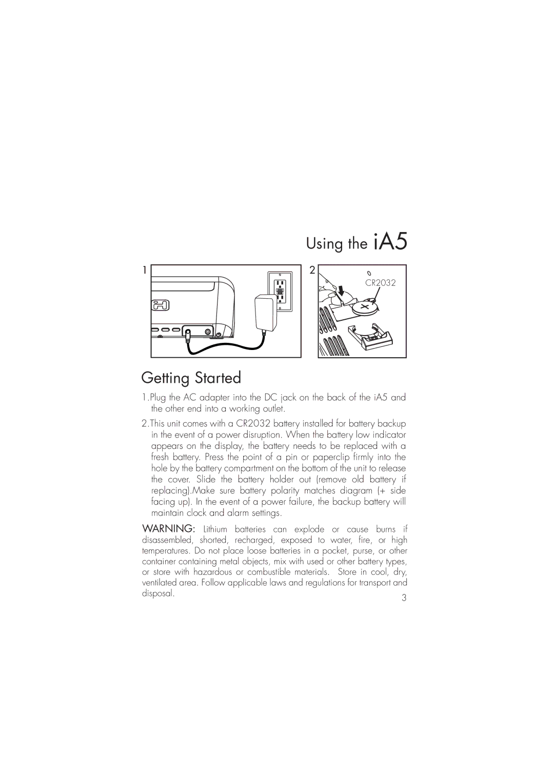 iHome ia5 instruction manual Using the iA5, Getting Started 