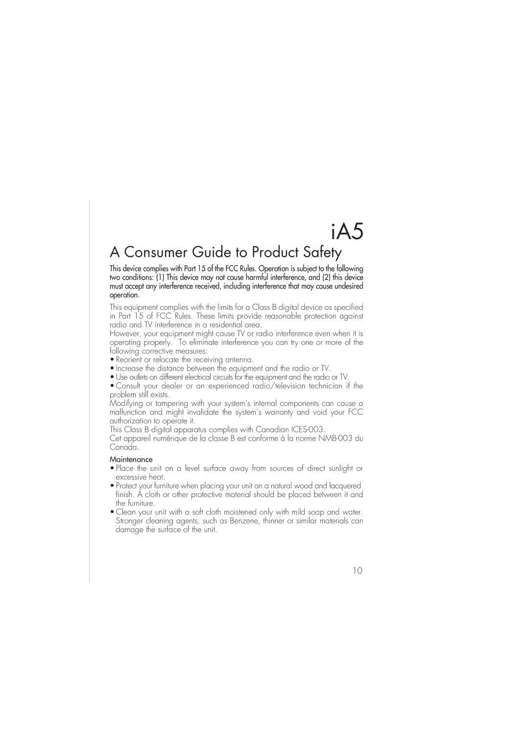 iHome ia5 instruction manual Consumer Guide to Product Safety 