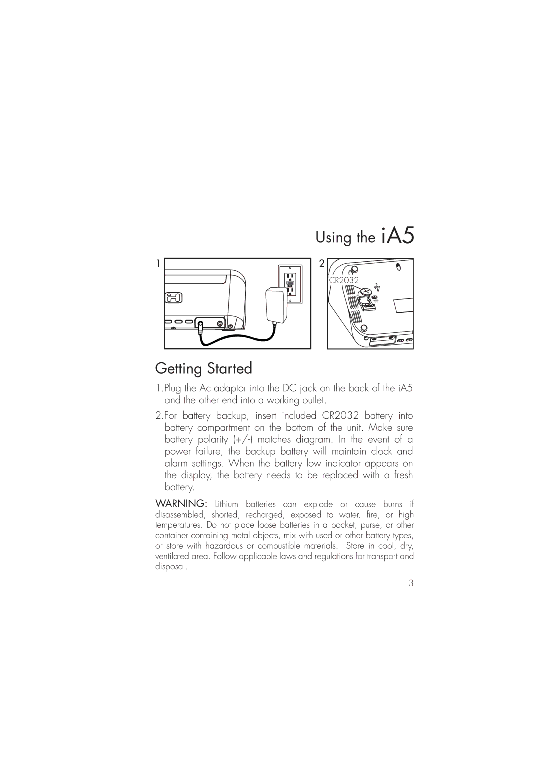 iHome ia5 instruction manual Using the iA5, Getting Started 