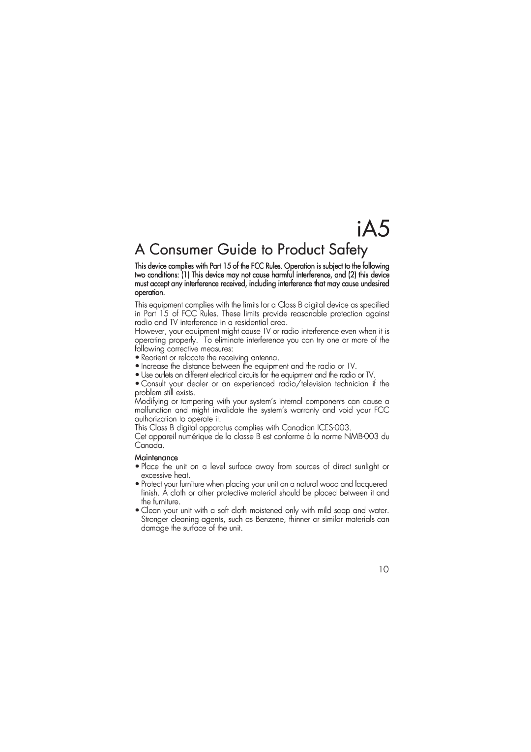 iHome ia5 instruction manual A Consumer Guide to Product Safety 