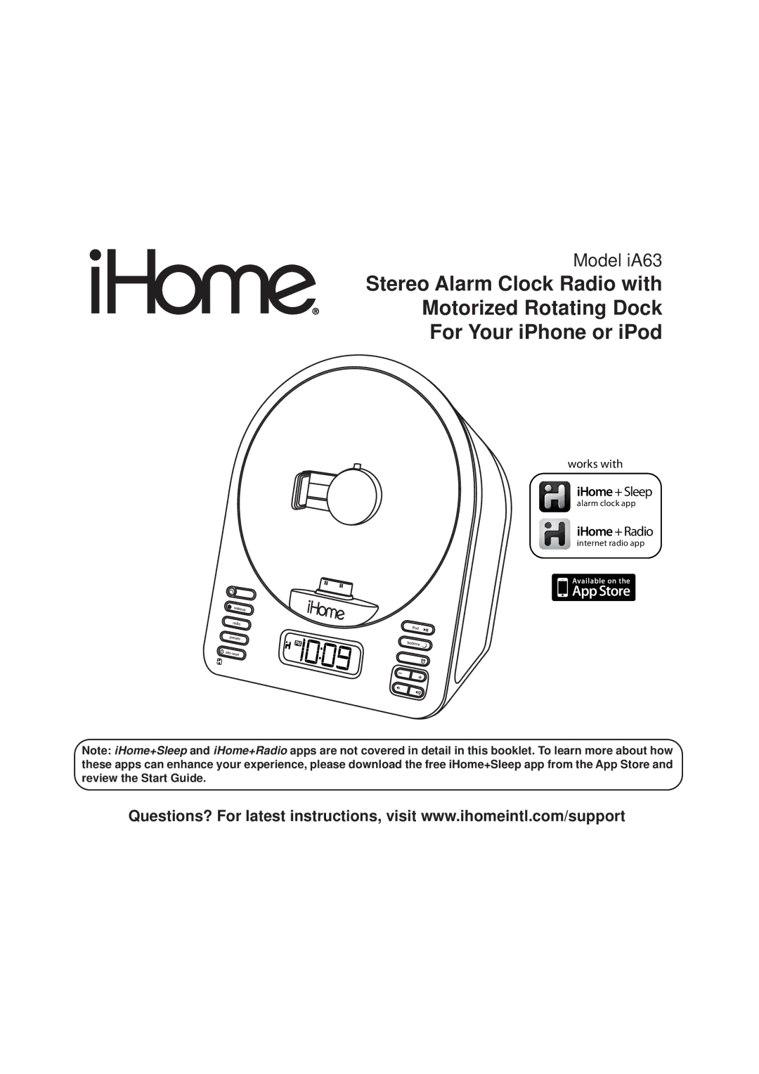 iHome IA63BZX manual Model iA63 