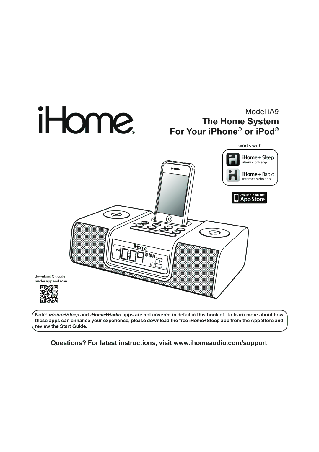 iHome IA9 manual Home System For Your iPhone or iPod 