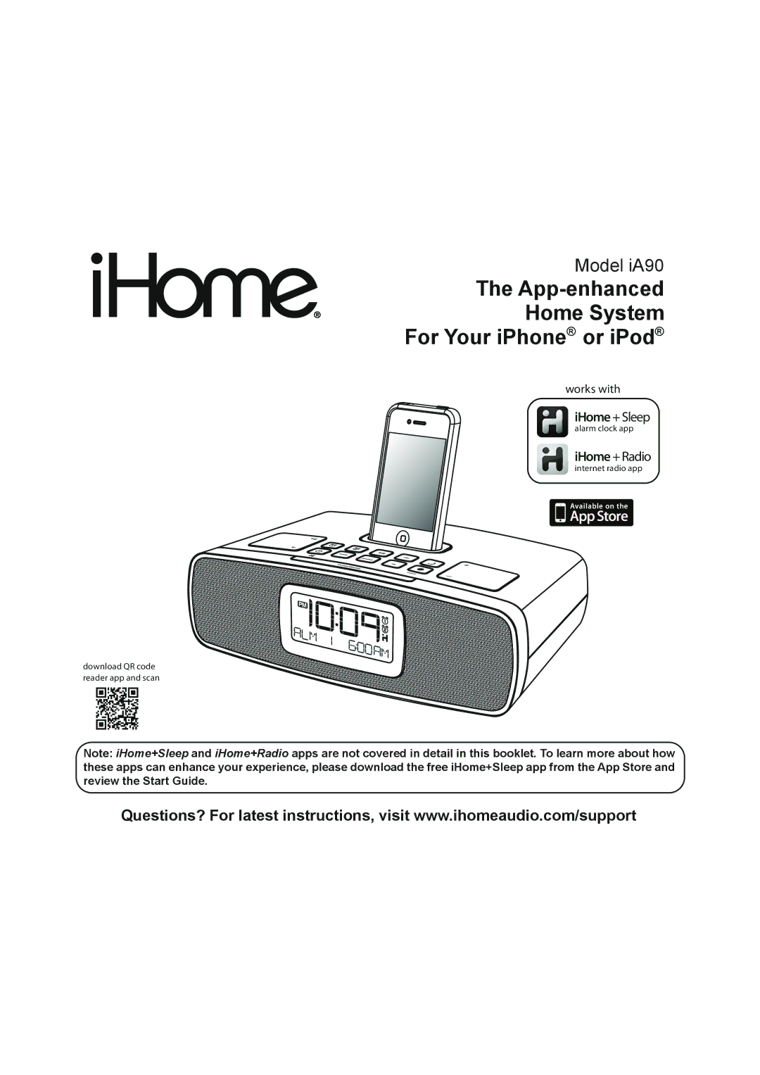 iHome IA90 manual App-enhanced Home System For Your iPhone or iPod 