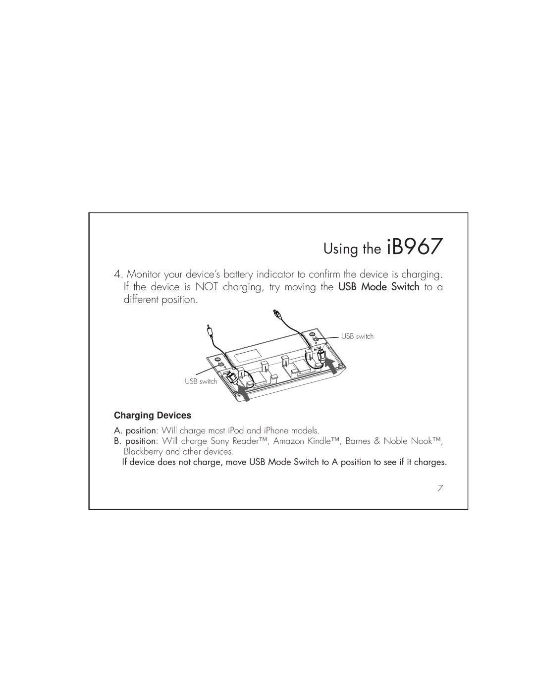 iHome IB967 instruction manual Charging Devices 