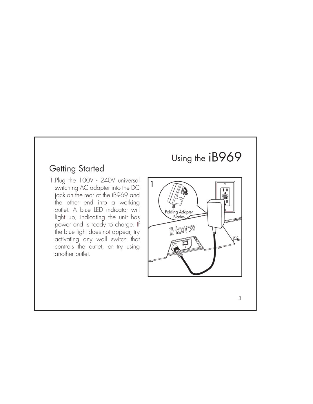 iHome IB969 instruction manual Getting Started 