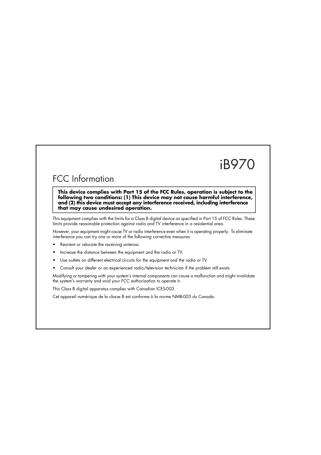 iHome iB970 instruction manual FCC Information 