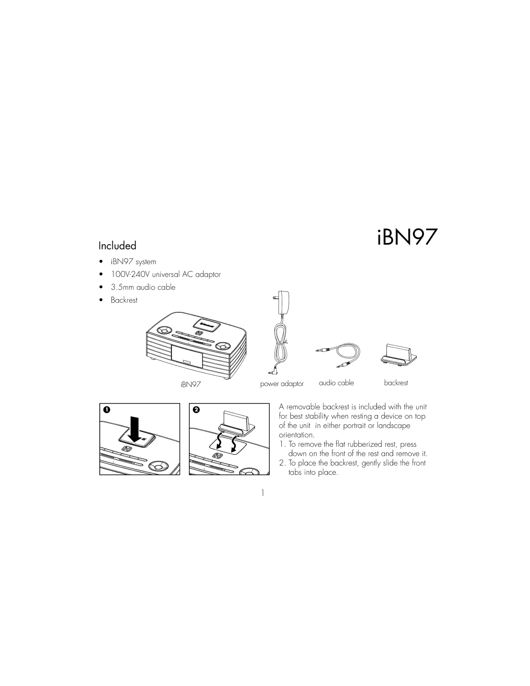 iHome iBN97 instruction manual Included 