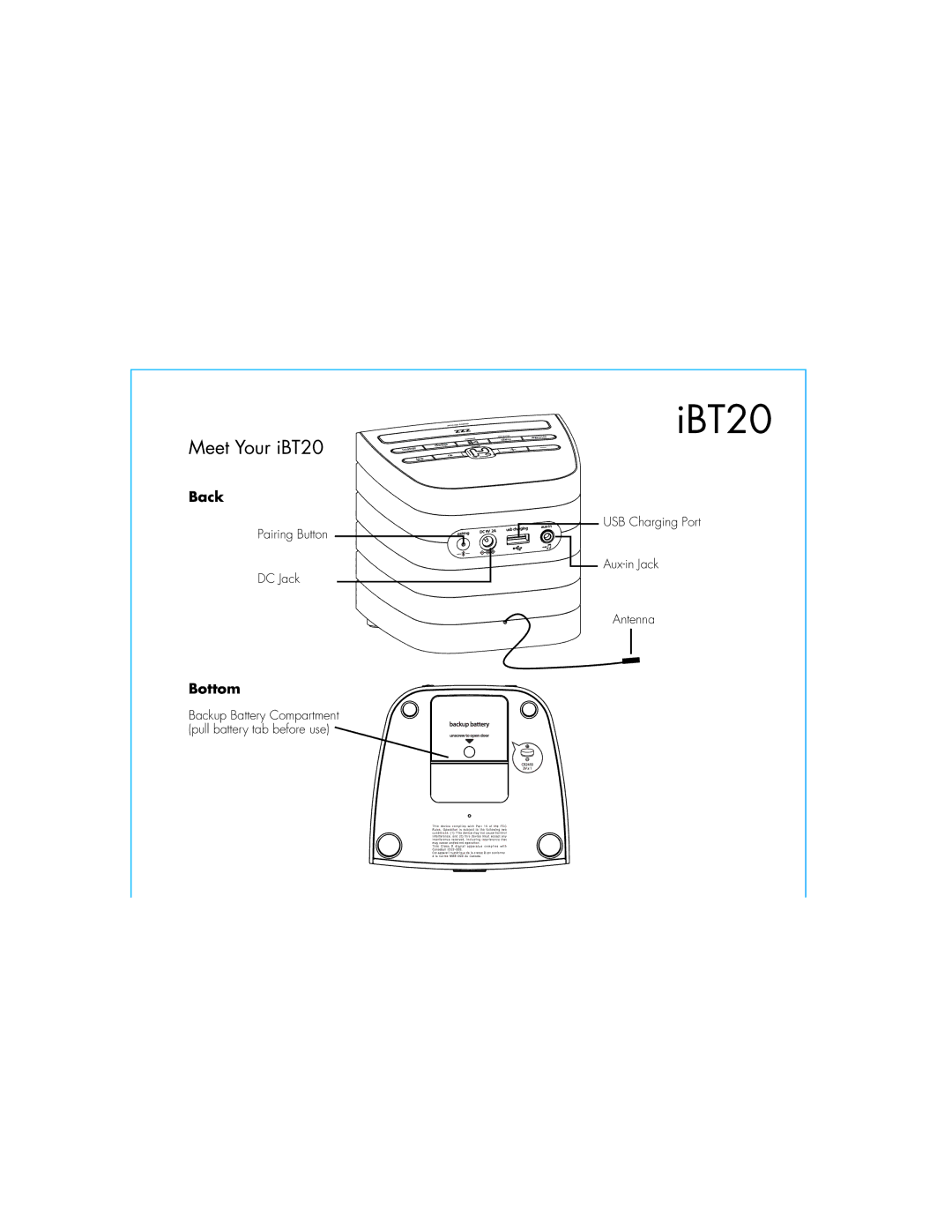 iHome iBT20, IBT20GC instruction manual Back 