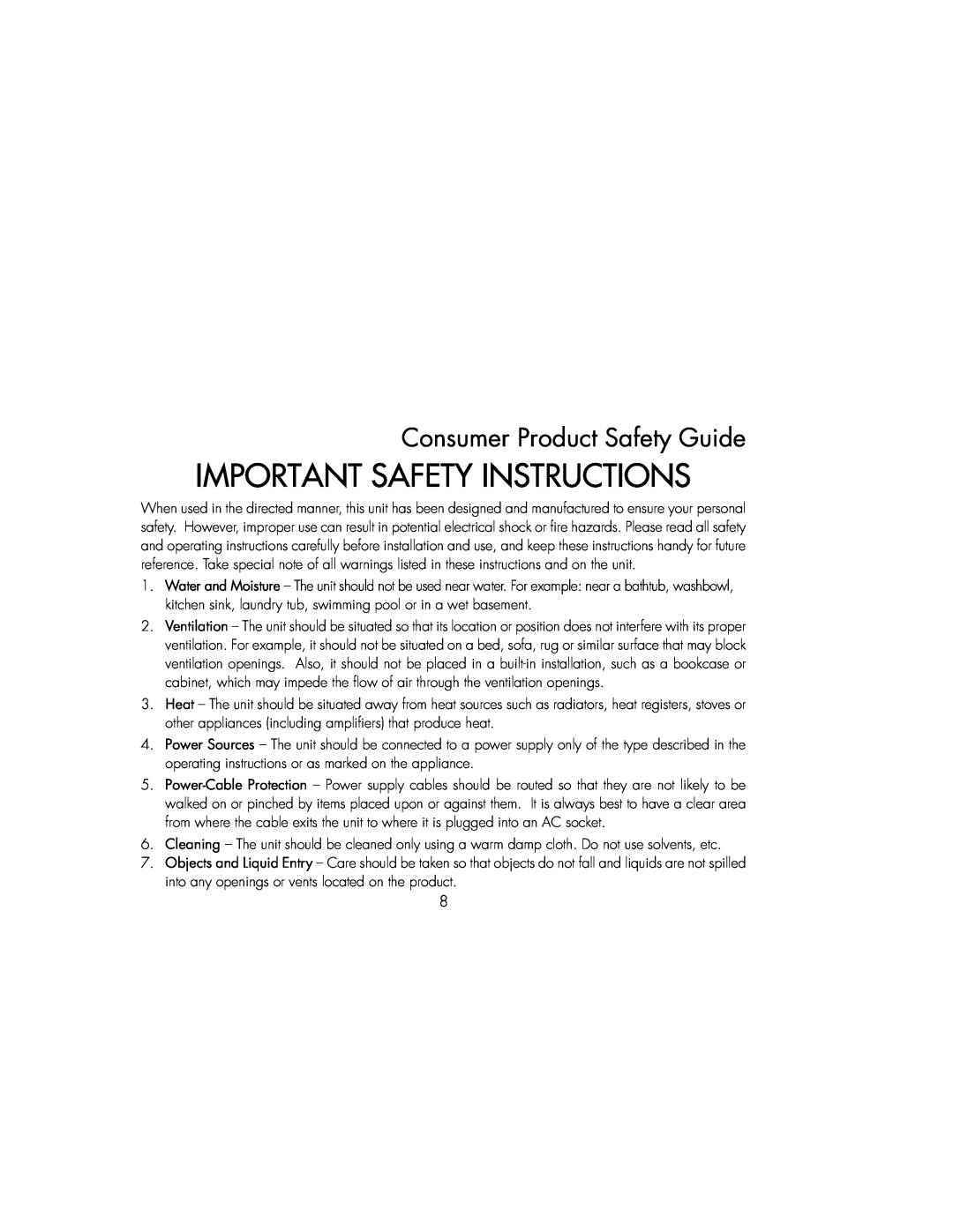 iHome IBT25BC instruction manual Consumer Product Safety Guide, Important Safety Instructions 