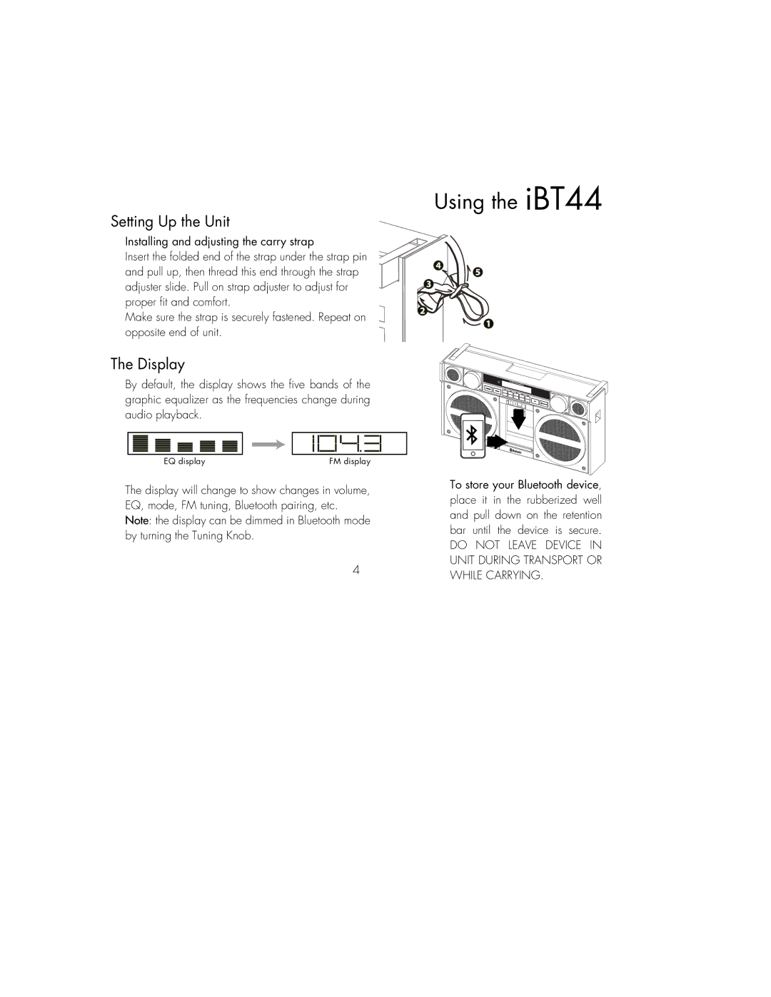 iHome iBT44 iB instruction manual Display 