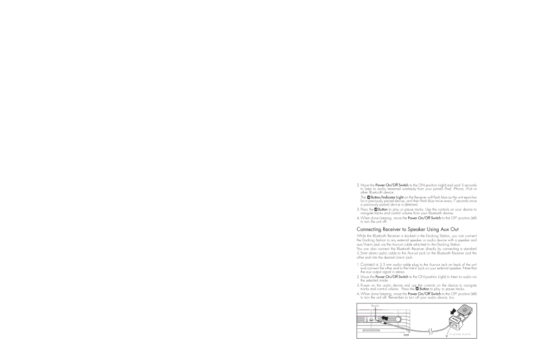 iHome iBT52 instruction manual Connecting Receiver to Speaker Using Aux Out 