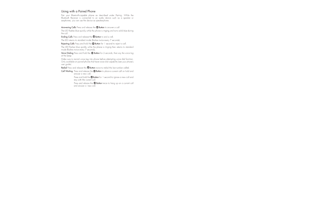 iHome iBT52 instruction manual Using with a Paired Phone 