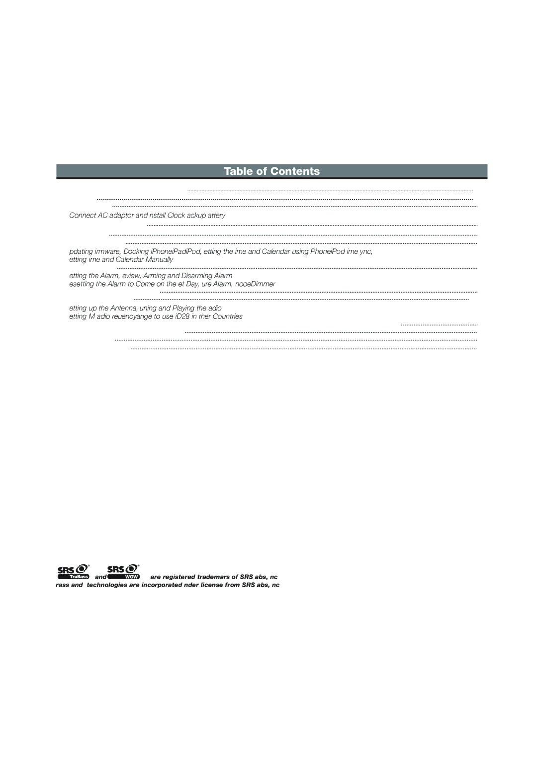 iHome ID28 manual Table of Contents 