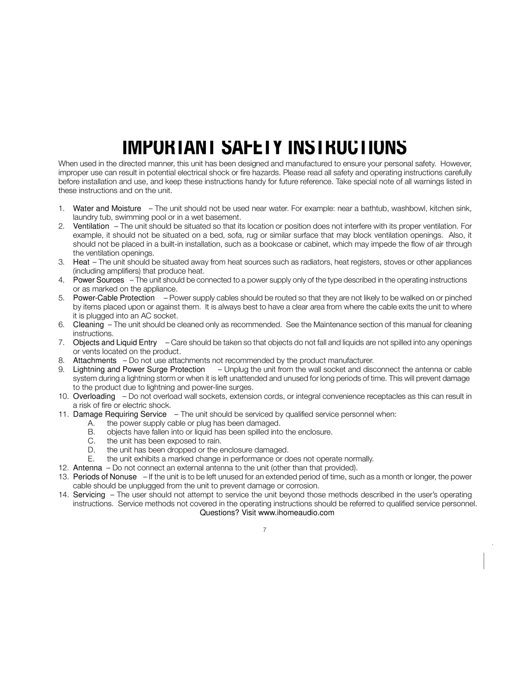 iHome ID37 manual Consumer Guide to Product Safety 