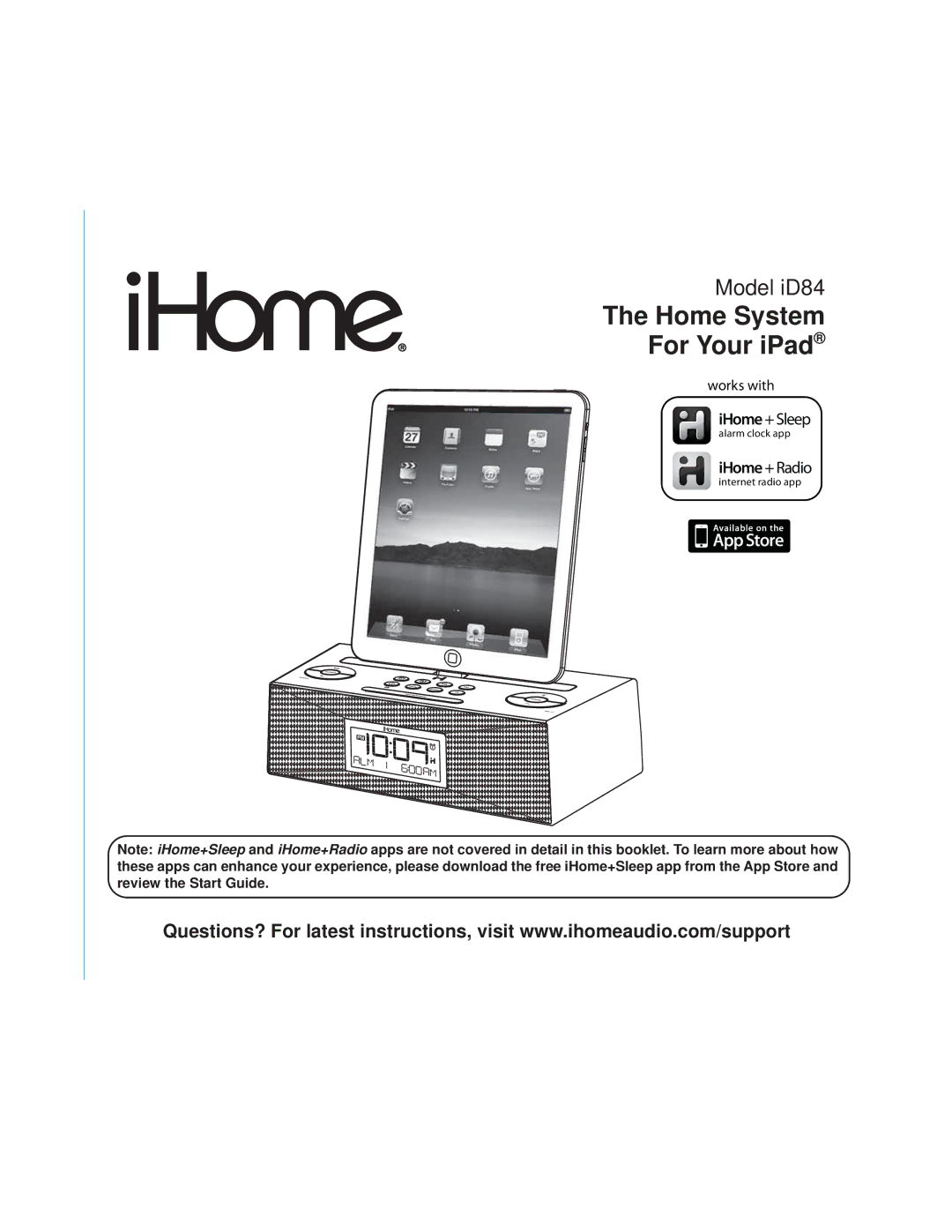 iHome ID84 manual Home System For Your iPad 