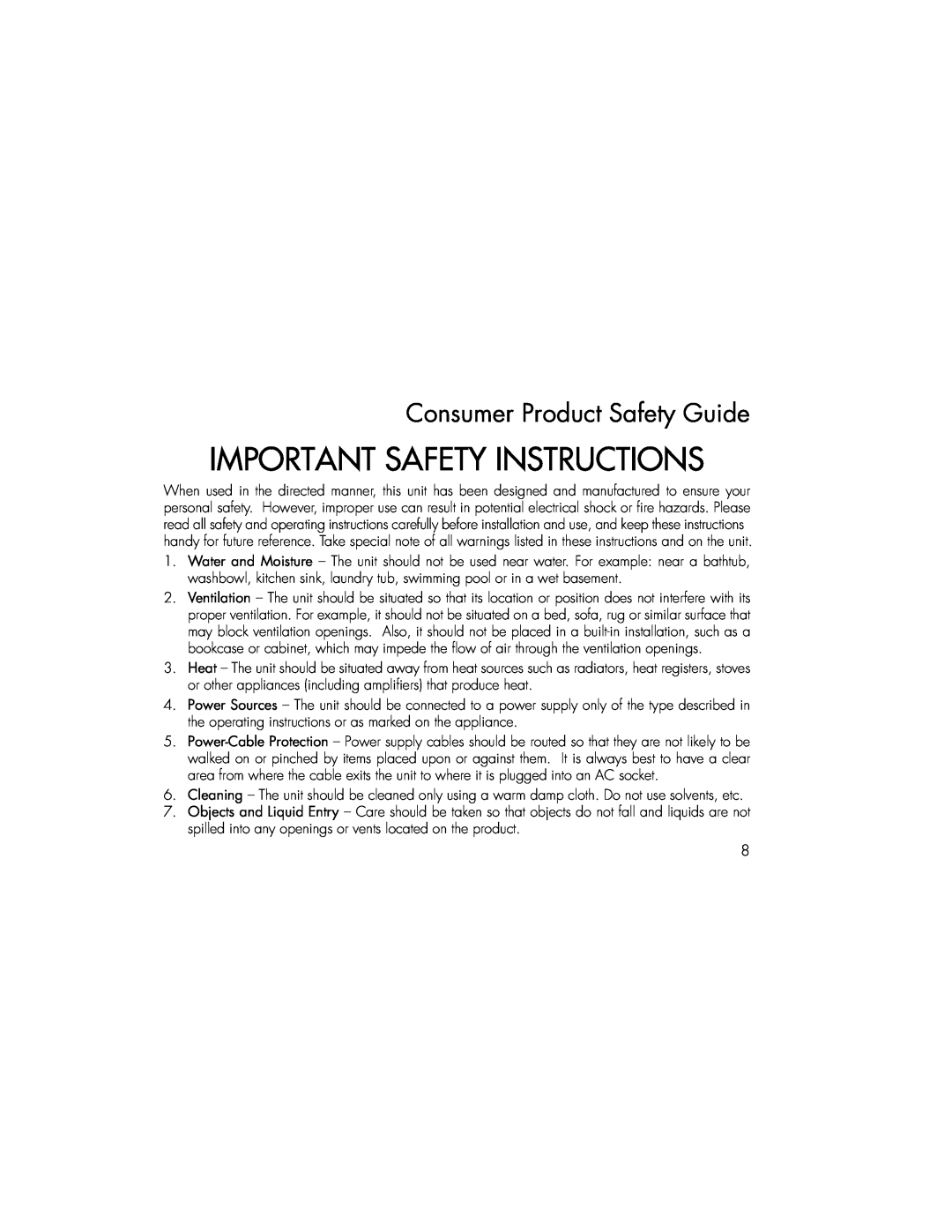 iHome iDM8 instruction manual Consumer Product Safety Guide, Important Safety Instructions 