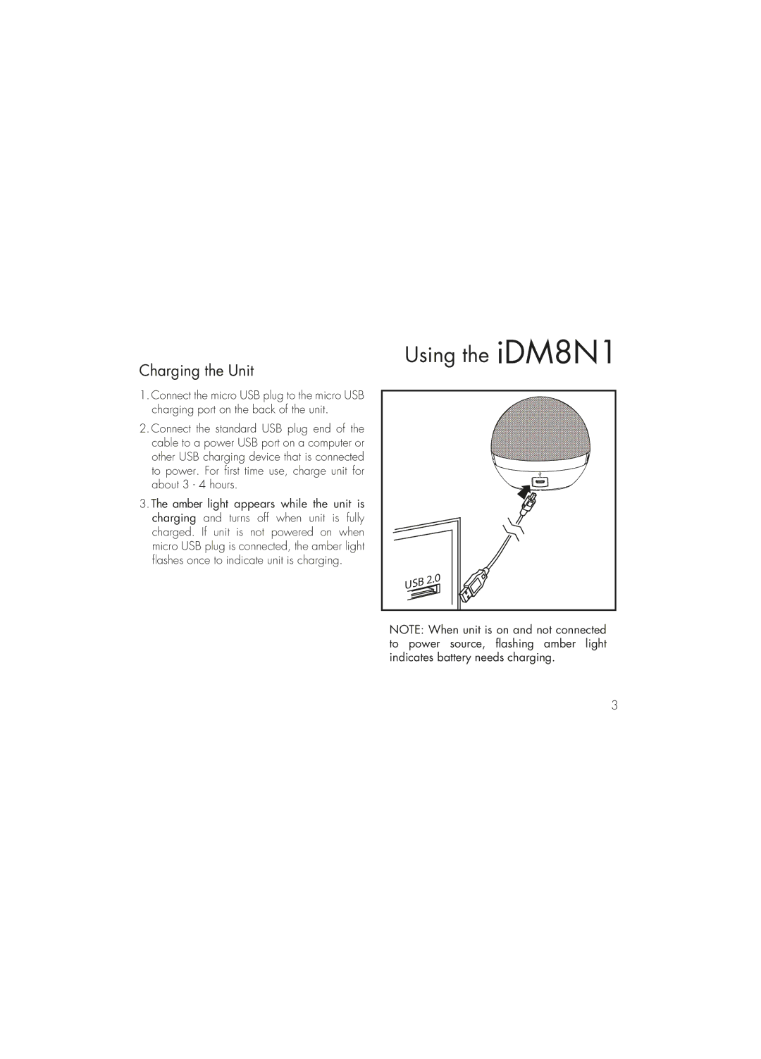 iHome instruction manual Using the iDM8N1, Charging the Unit 