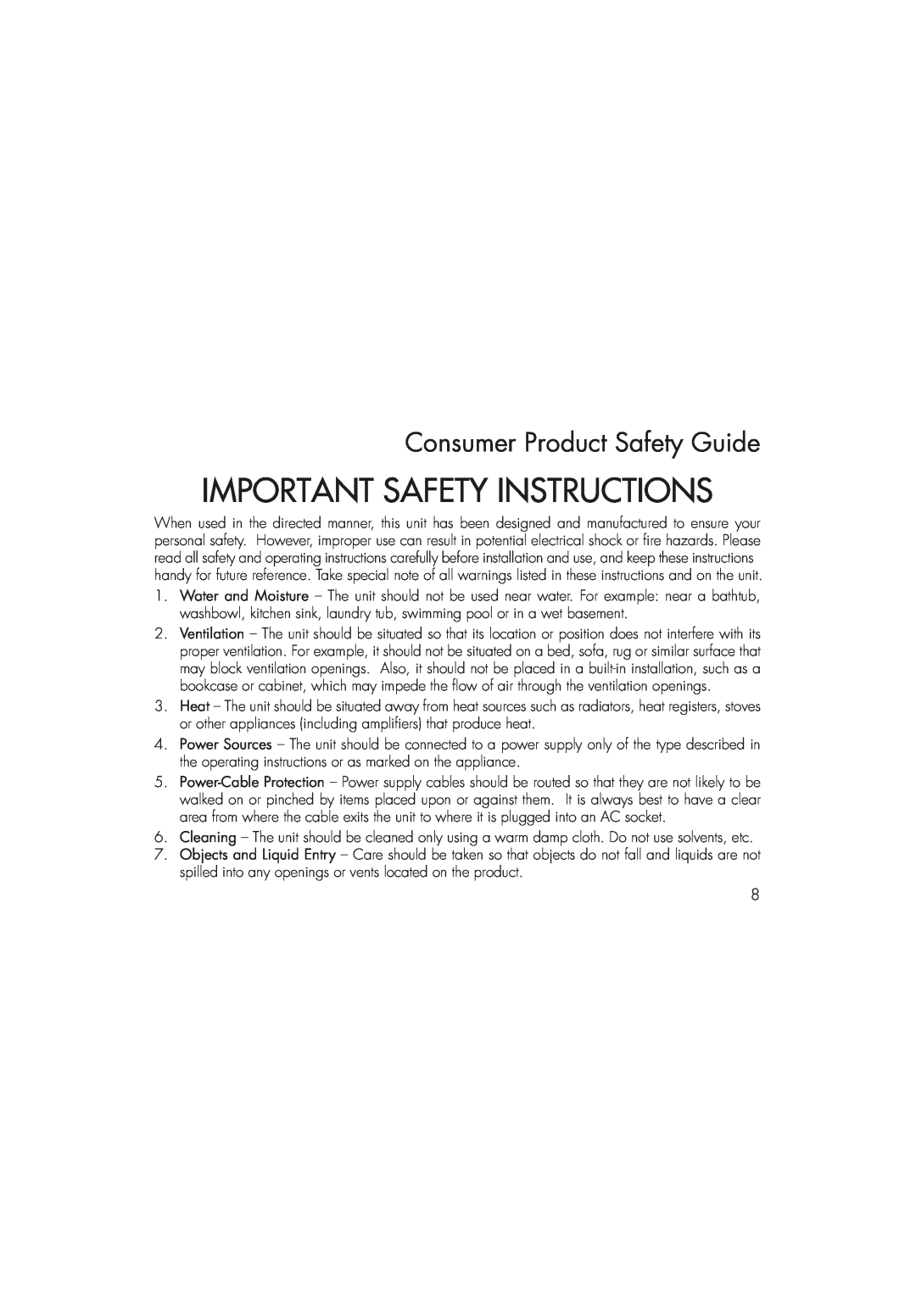 iHome iDM8N1 instruction manual Consumer Product Safety Guide, Important Safety Instructions 
