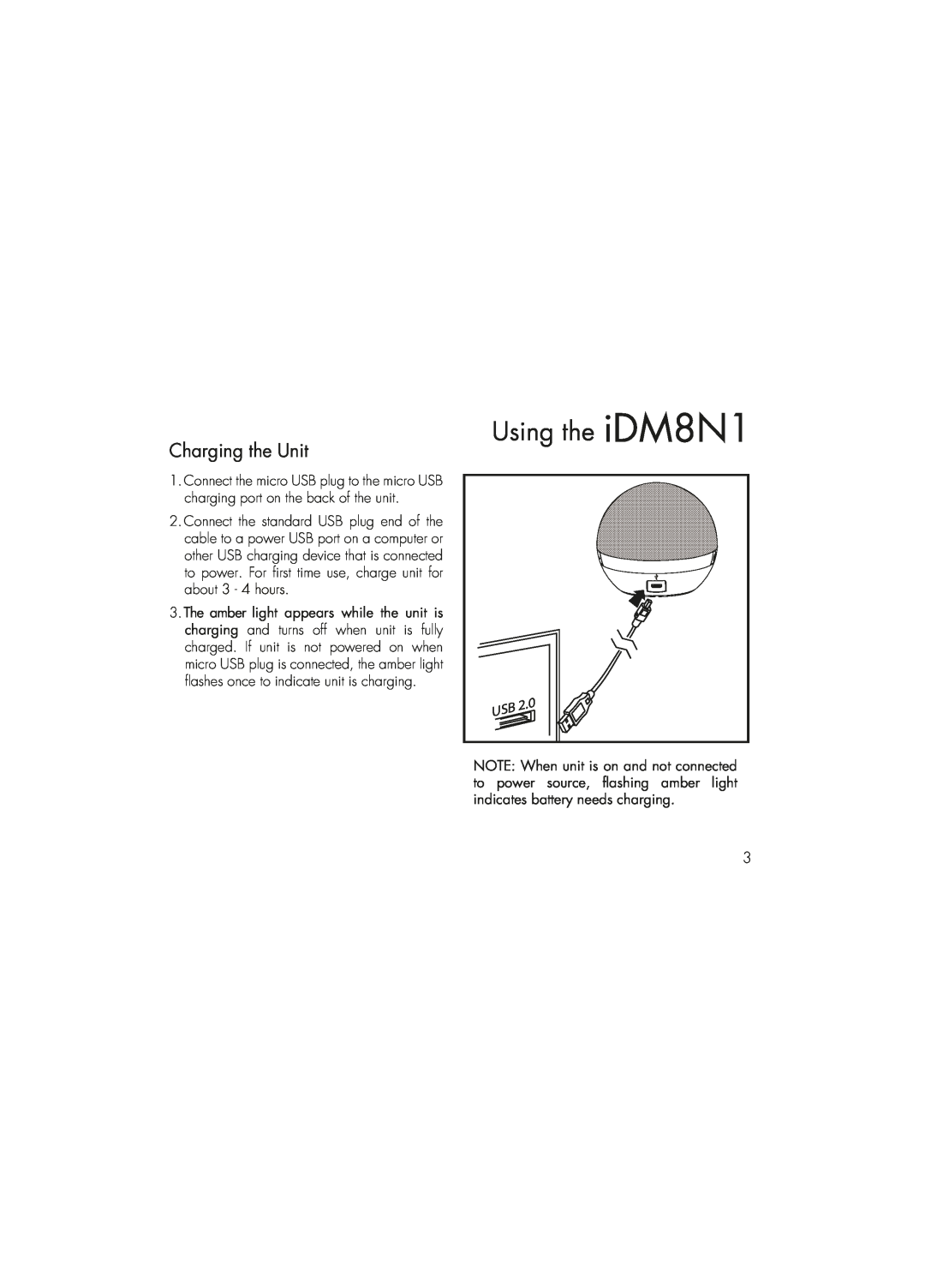 iHome instruction manual Using the iDM8N1, Charging the Unit 