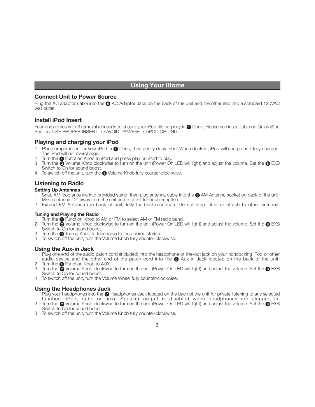 iHome iH10, iH14 manual Using Your iHome, Connect Unit to Power Source 