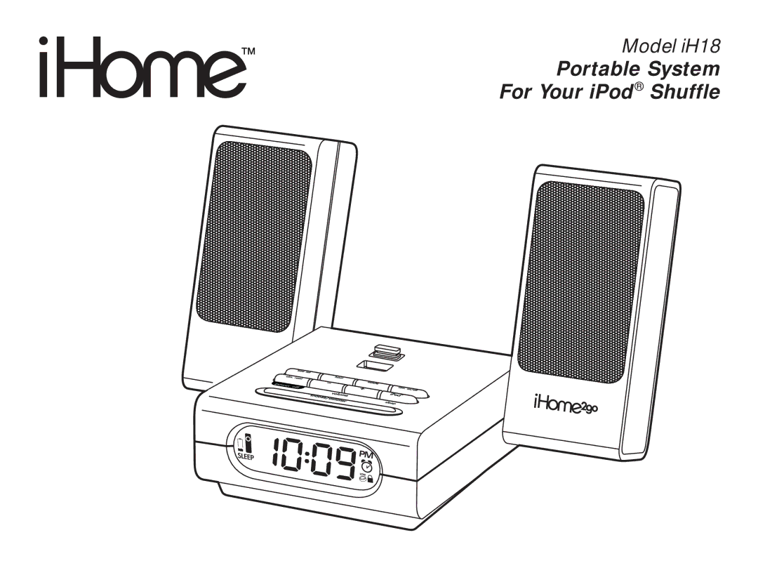 iHome iH18 manual Portable System For Your iPod Shuffle 