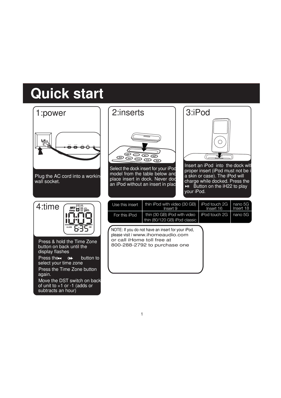 iHome iH22 manual Quick start, To purchase one 