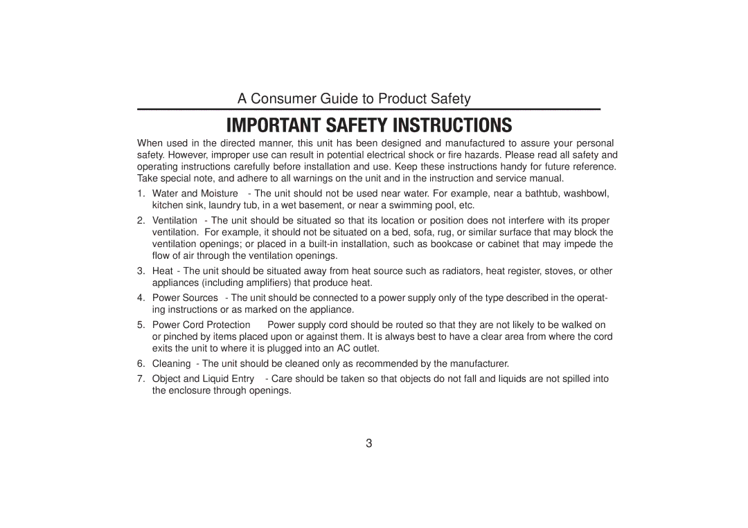 iHome iH30 warranty Consumer Guide to Product Safety 