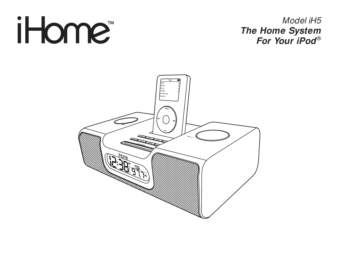 iHome iH5 manual Home System For Your iPod 