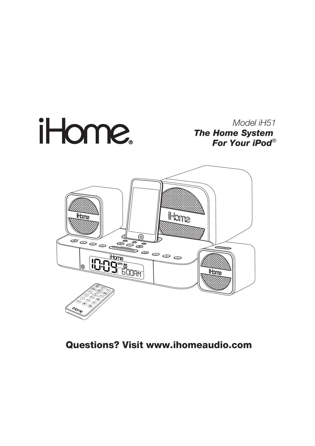 iHome iH51 manual Home System For Your iPod 