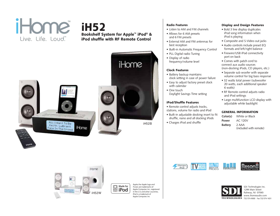 iHome iH52B manual IH52, General Information, Aaa 