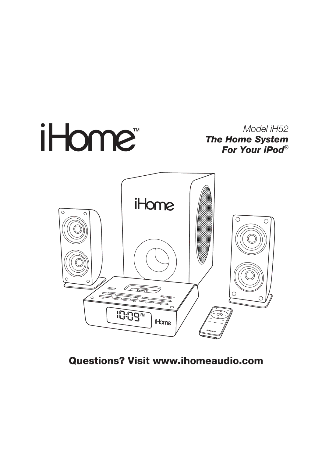 iHome IH52 manual Home System For Your iPod 