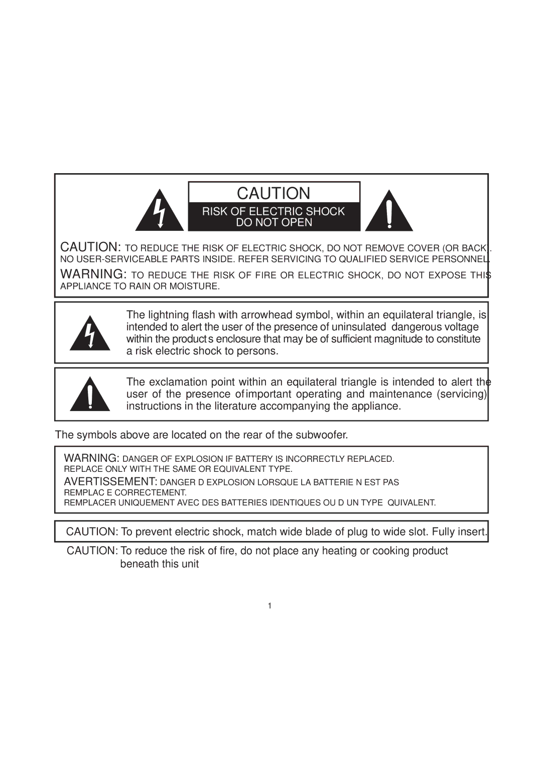 iHome IH52 manual Risk of Electric Shock Do not Open 