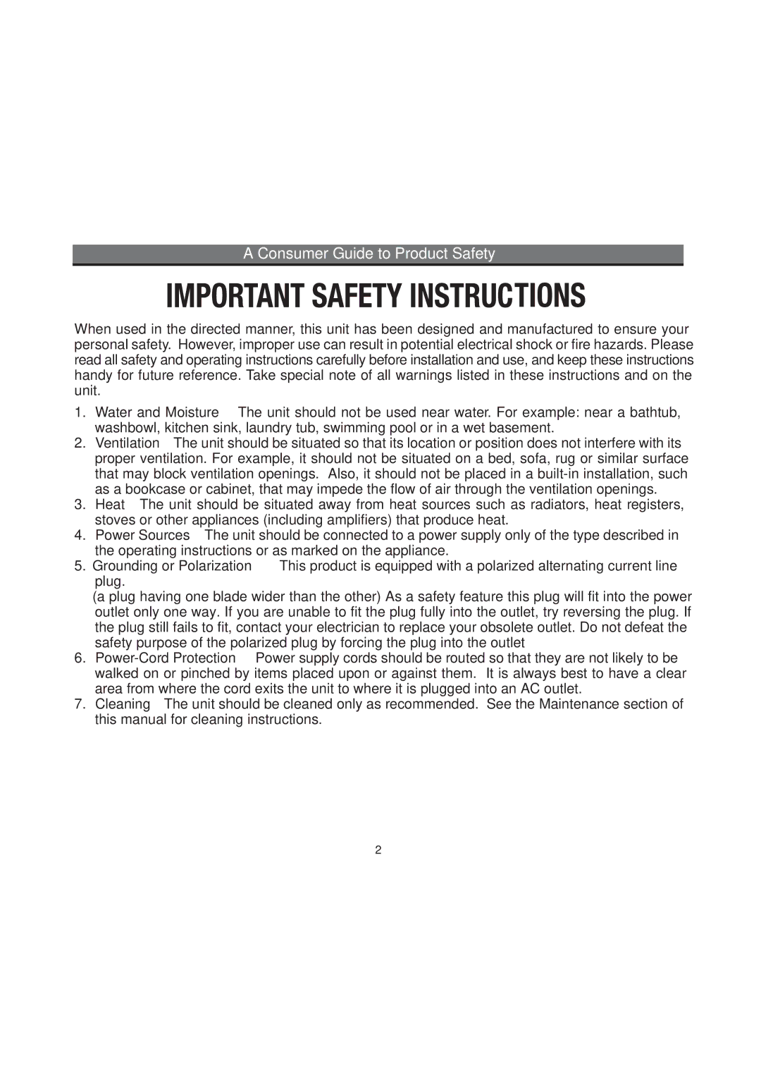 iHome IH52 manual Consumer Guide to Product Safety 