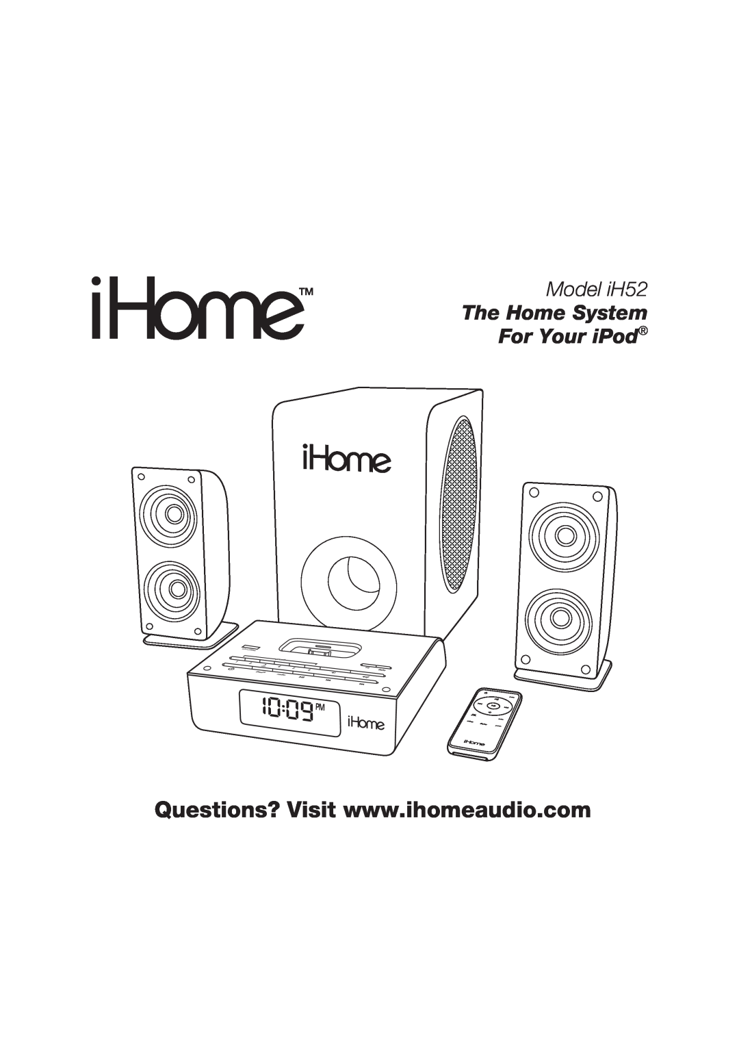 iHome IH52 manual Model iH52, The Home System For Your iPod 