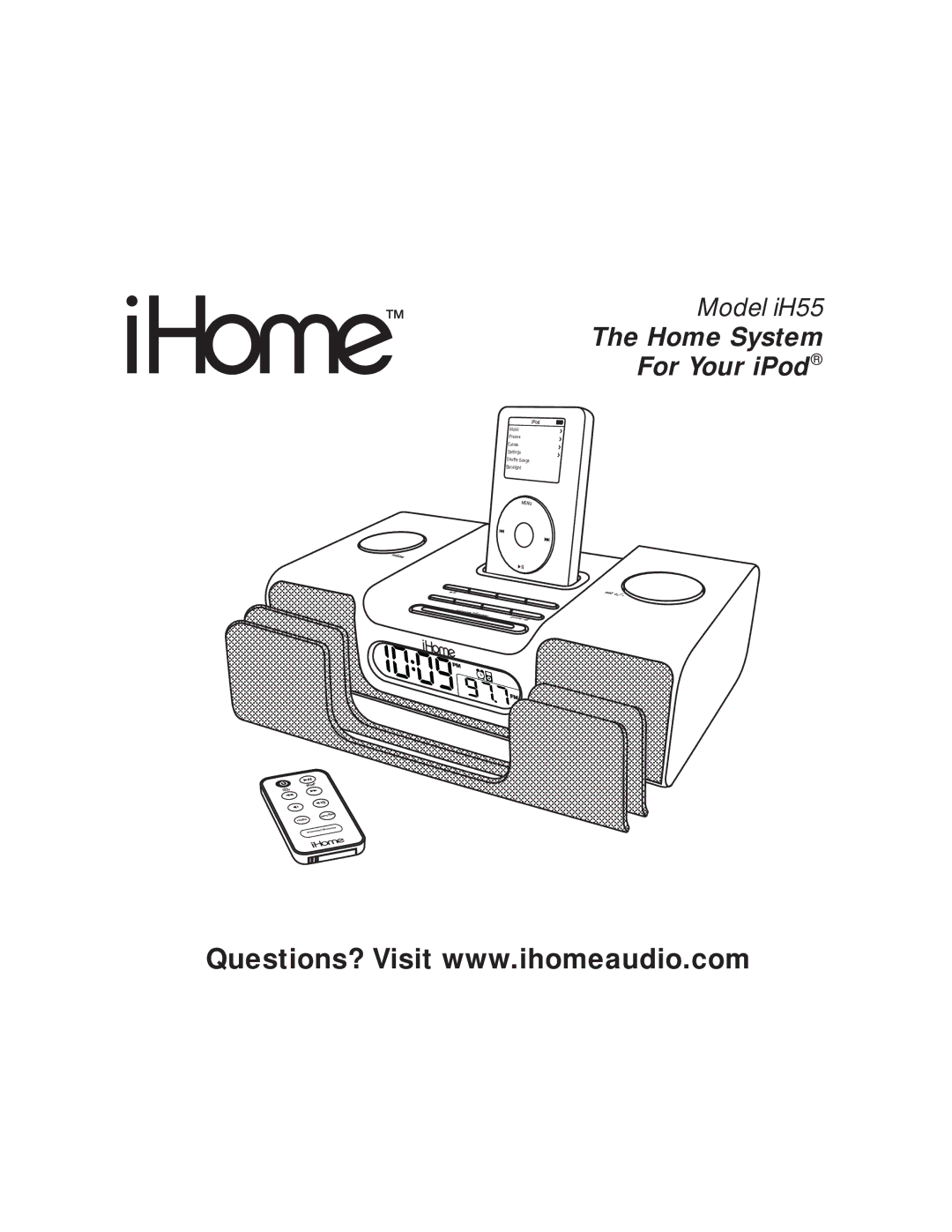 iHome iH55 manual Home System For Your iPod 