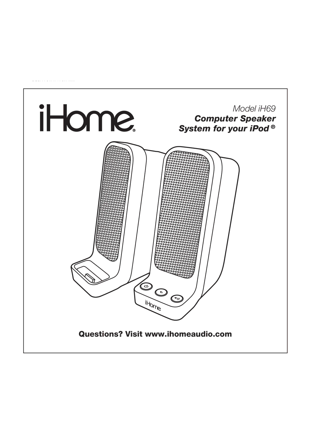 iHome iH69 manual Computer Speaker System for your iPod 