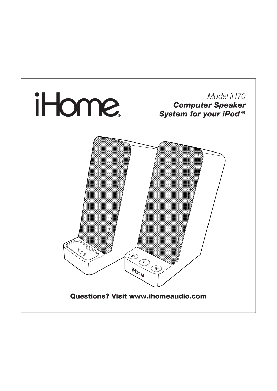 iHome iH70 manual Computer Speaker System for your iPod 