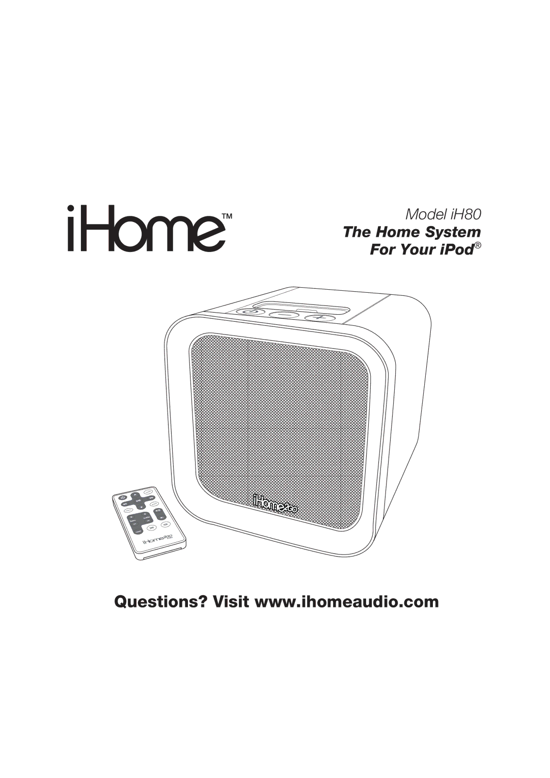 iHome iH80 manual Home System For Your iPod 